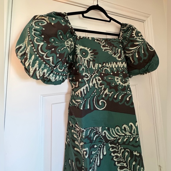 NWT - SEA Green Charlough Print Paisley Puff Sleeve Draped Dress - Size 4 - Picture 2 of 9